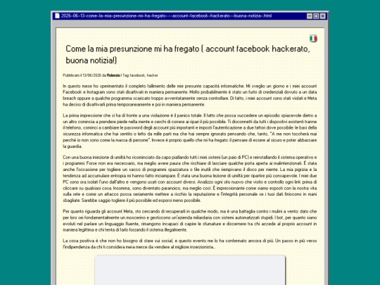 posts/2026-06-13-come-la-mia-presunzione-mi-ha-fregato---account-facebook-hackerato--buona-notizia- screenshot