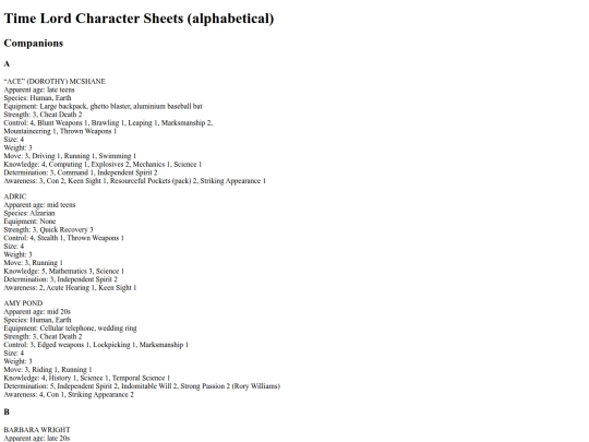 Companion Character Sheets screenshot
