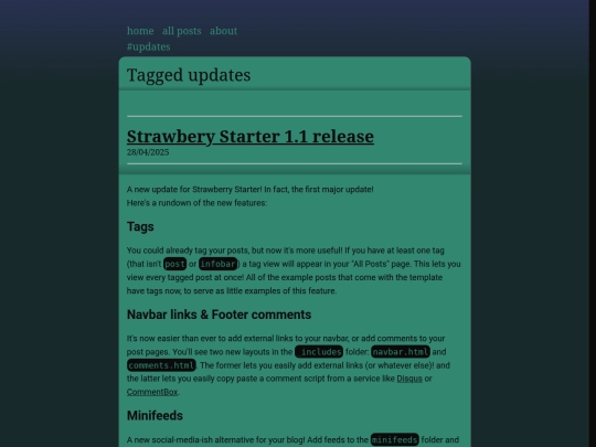 blog/tags/updates screenshot