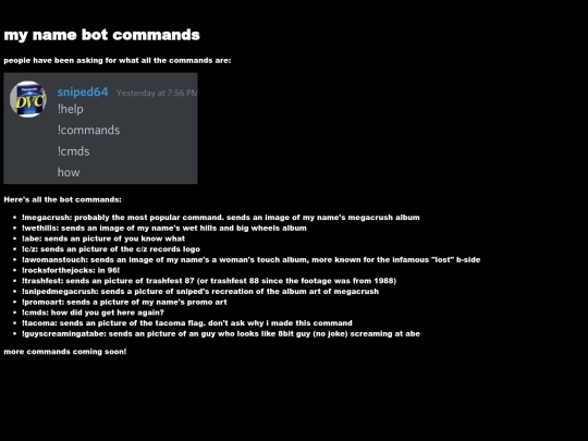 mynamebotcommands screenshot