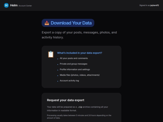 account-dashboard/profile/account-center/pages/download-data screenshot
