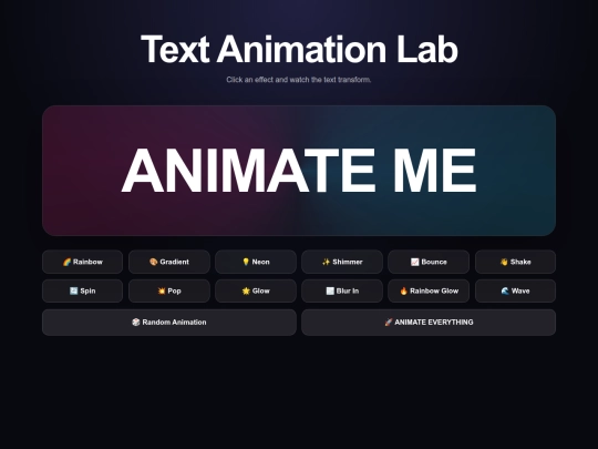 account-dashboard/profile/preset-profiles/text_animation_lab screenshot