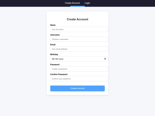 betas/demos/createAccount screenshot