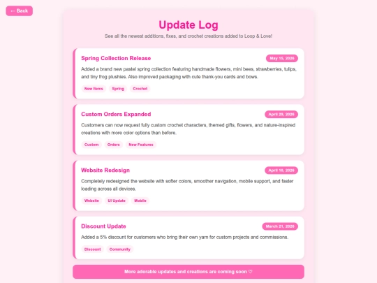 betas/loop-and-love/updates-log screenshot