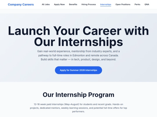 careers/internships screenshot