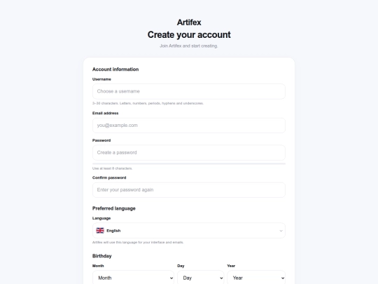 community/social/CreateAccount screenshot