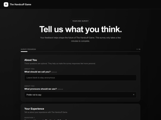 community/surveys/handcuff-survey-1 screenshot