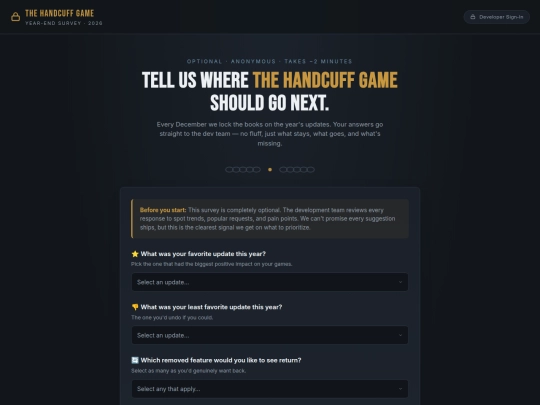 community/surveys/handcuff-survey screenshot