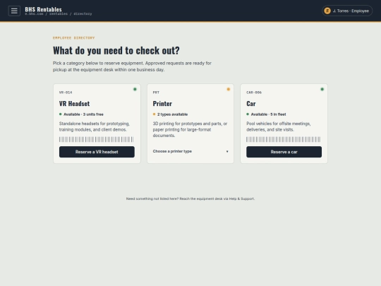 employee-dashboard/rentables/directory screenshot