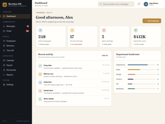 employee-portal/dashboard/main screenshot