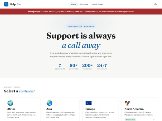 helplines/home screenshot
