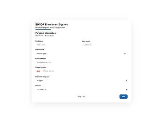 subdomains/dashboard/enrollement screenshot