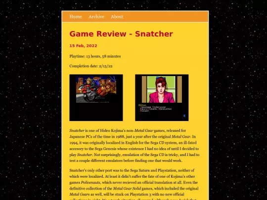 posts/2022-02-15-Game-Review-Snatcher screenshot