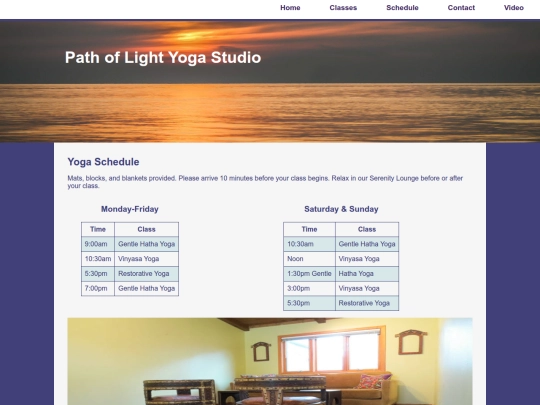 yoga/schedule screenshot