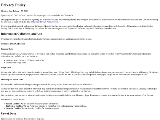 privacypolicy screenshot