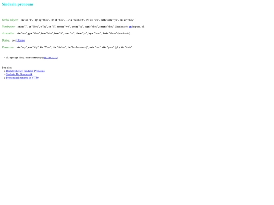 sindarin-pronouns screenshot