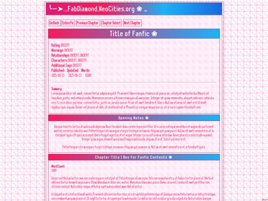 fanfic-template screenshot