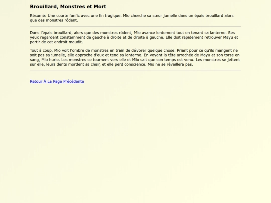 Fanfics FR/Brouillard_Monstres_et_Mort screenshot