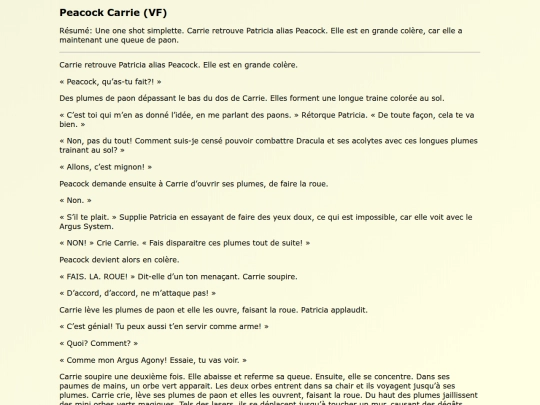 Fanfics FR/Peacock_Carrie_VF screenshot