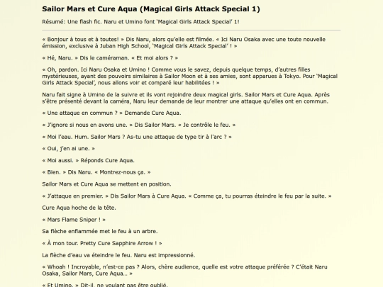 Fanfics FR/Sailor_Mars_et_Cure_Aqua screenshot