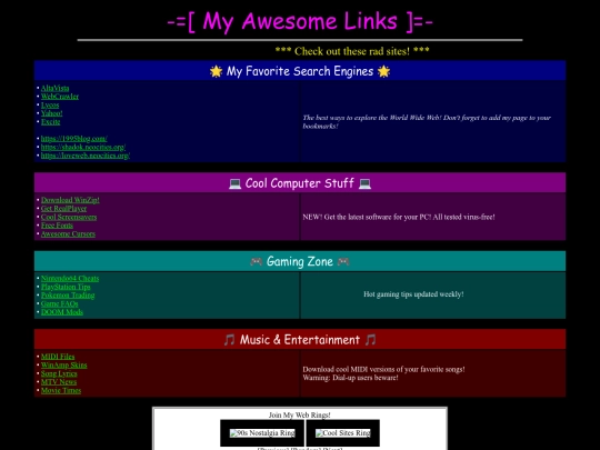 links screenshot