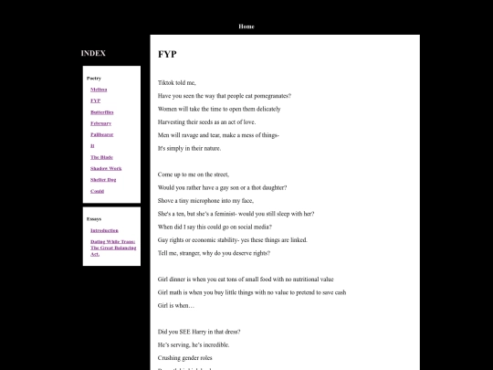 Poems/FYP screenshot