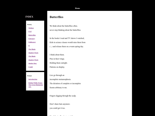 Poems/ThinkingOfTheButterflies screenshot
