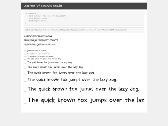 ChazFont V4/demo screenshot
