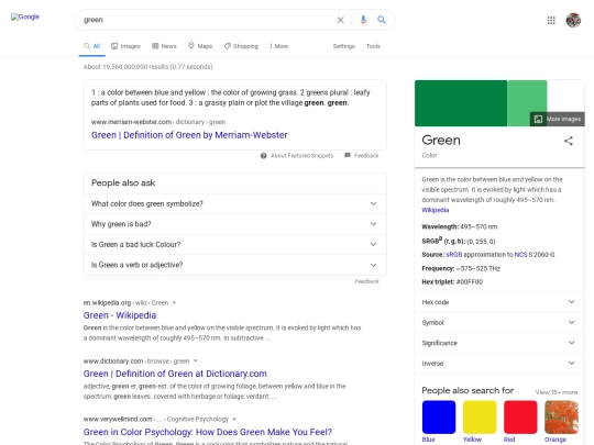 green - Google Search screenshot