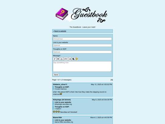 guestbook screenshot