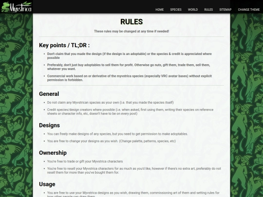 rules screenshot