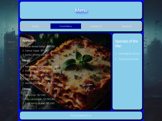 Menulist screenshot