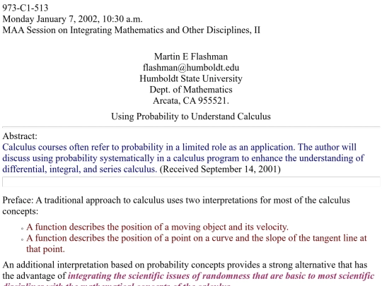 Presentations/San Diego/ContinuumColloq/Calc and Probability San Diego 2002 screenshot