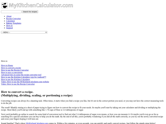 tool/howtoconvertrecipe screenshot
