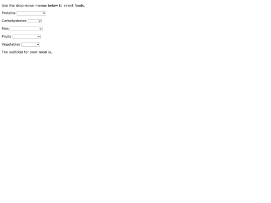 nutrition screenshot