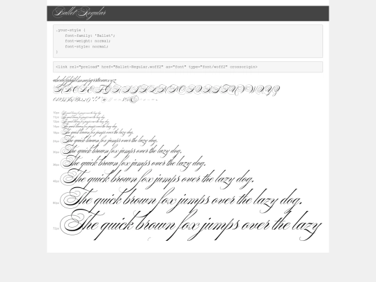 fonts/ballet/demo screenshot