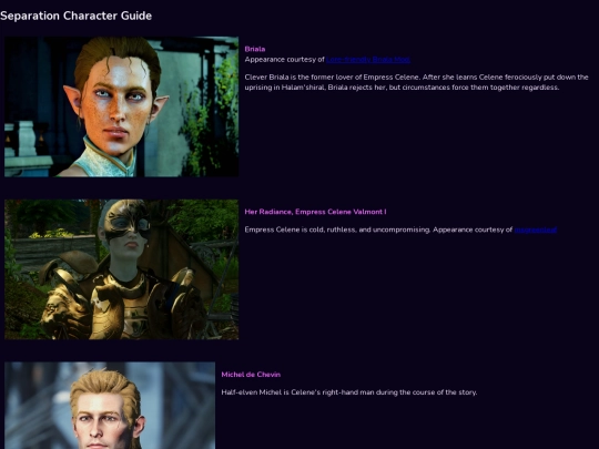 tut/character guide/dissepcharacters screenshot
