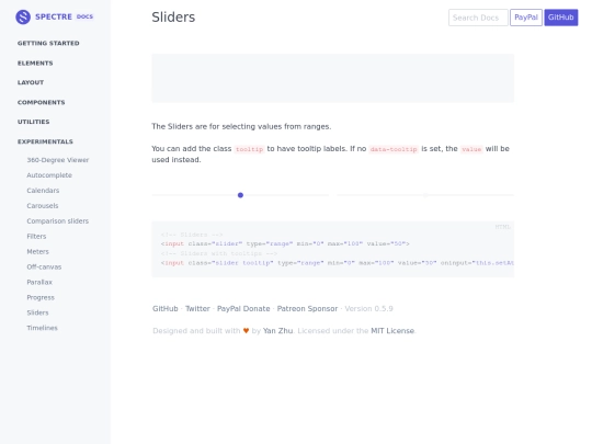 docs/experimentals/sliders screenshot