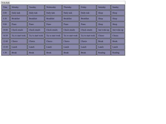 Schedule screenshot