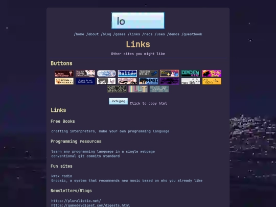 links screenshot