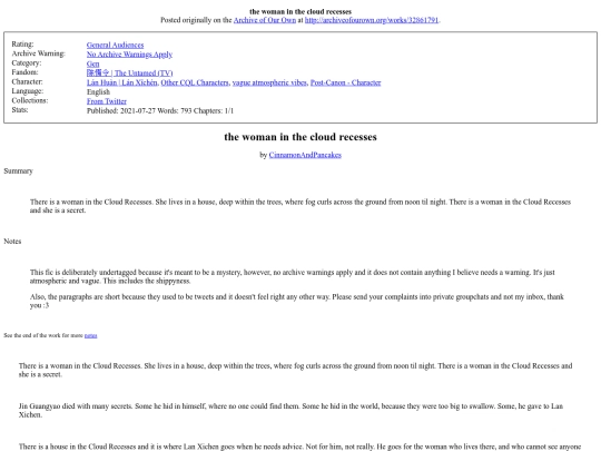 Fic/the woman in the cloud screenshot