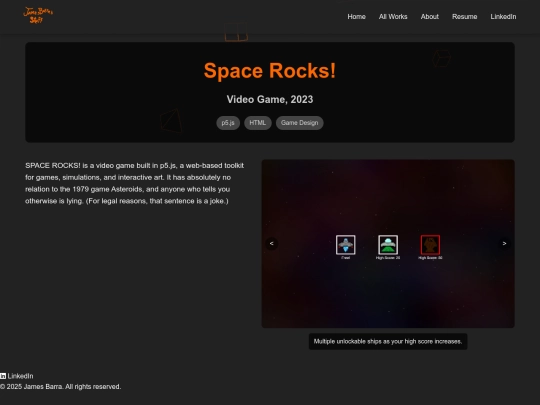 Portfolio/space_rocks screenshot