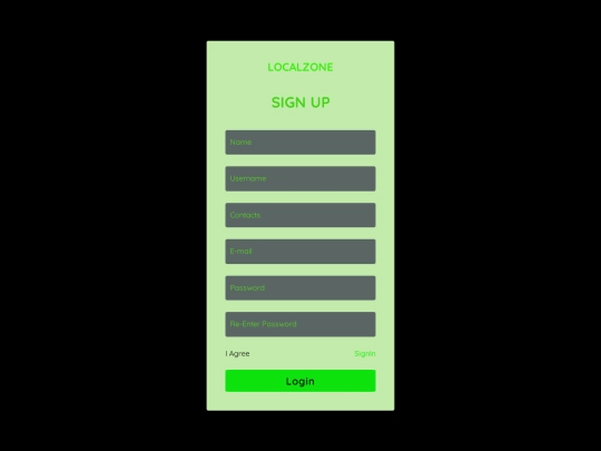 localzhon/signup screenshot