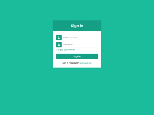 login/signin screenshot