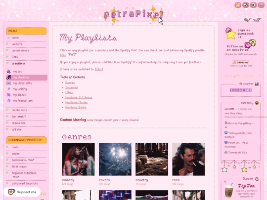 creations/playlists screenshot