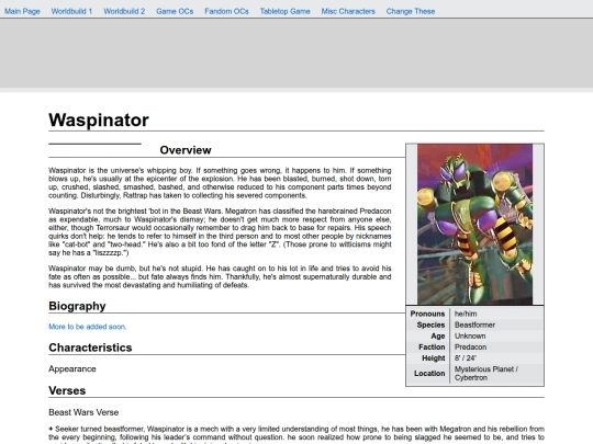 RP Info/starsovercybertron/Waspinator screenshot