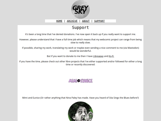 support screenshot