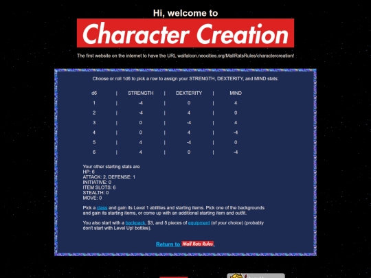 MallRatsRules/charactercreation screenshot