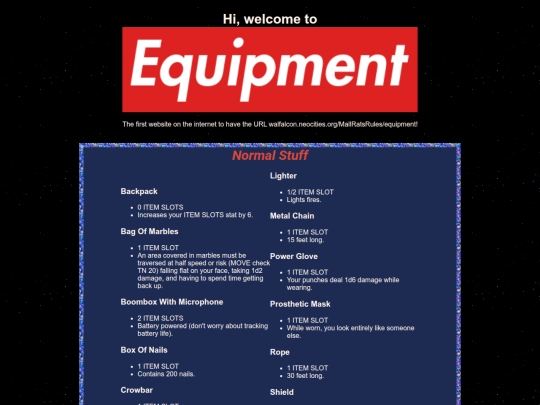 MallRatsRules/equipment screenshot