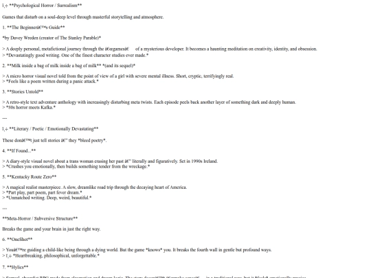 list screenshot
